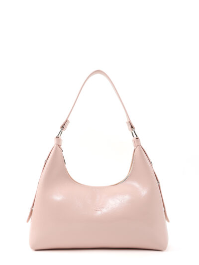 Pembe Kadın Omuz Çantası | Kadın Omuz Çantası | Kırışık Dokulu | Baget Omuz Çantası | Tek Bölmeli | Suni Deri | Kol ve Omuz Çantası