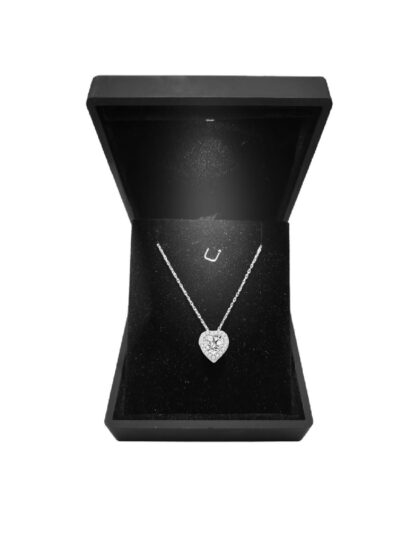 Pırlanta Modeli Zirkon Taşlı Kalp Kolye | Işıklı Kutuda | Gümüş Rodyumlu | Gümüş Kolye | Kalp Kolye